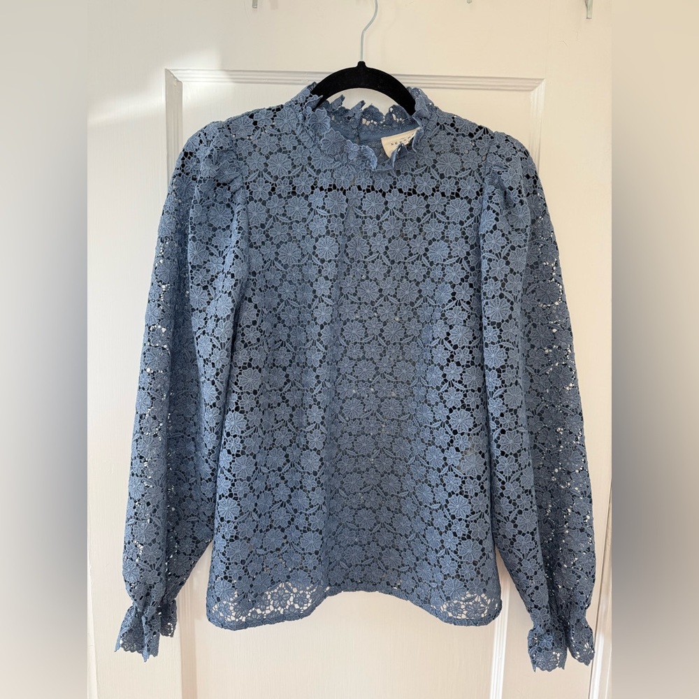 Sezane Blue Lace Women's Top size medium